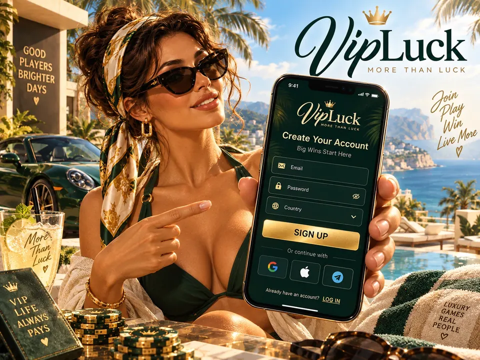 VipLuck account registration displayed on a smartphone